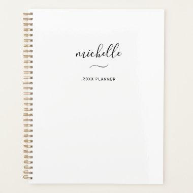 Modern Monogram Script White Weekly Monthly Planner