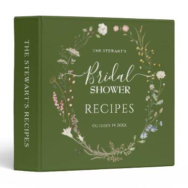 Modern Moss Green Wildflower Elegant  3 Ring Binder