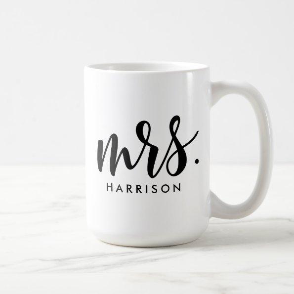 Modern Mrs. Elegant Stylish Black Script Coffee Mug