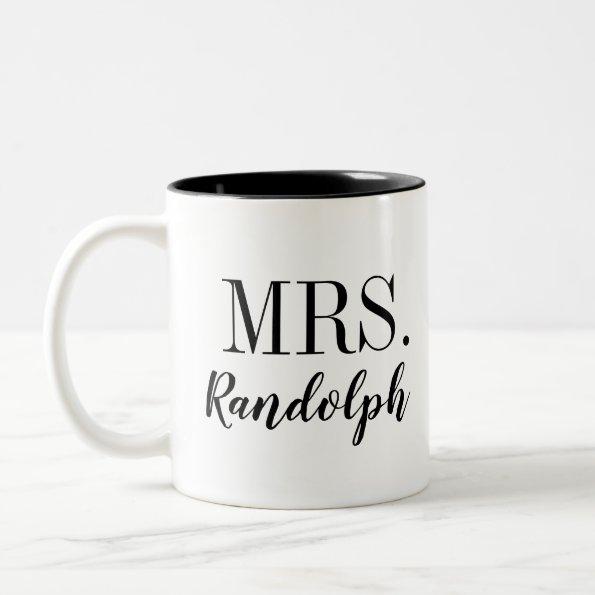 Modern Mrs. Monogram Two-Tone Coffee Mug