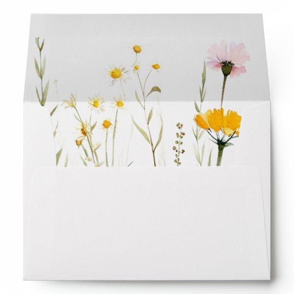 Modern Multicolor Wildflower Wedding  Envelope