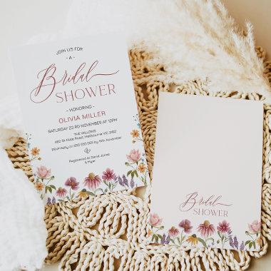 Modern Multicolored Wildflowers Bridal Shower Invitations