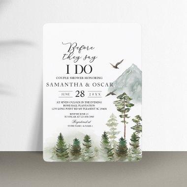 Modern Nature Green Forest | Watercolor Trees Invitations