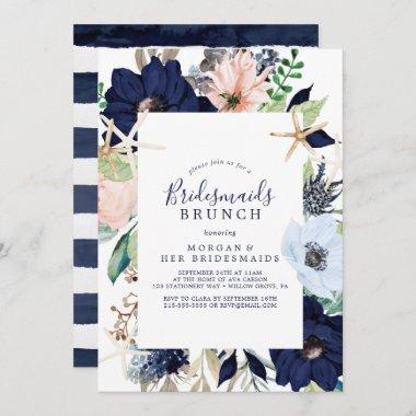 Modern Nautical | Floral Bridesmaids Brunch Invitations