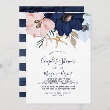 Modern Nautical | Floral Couples Shower Invitations