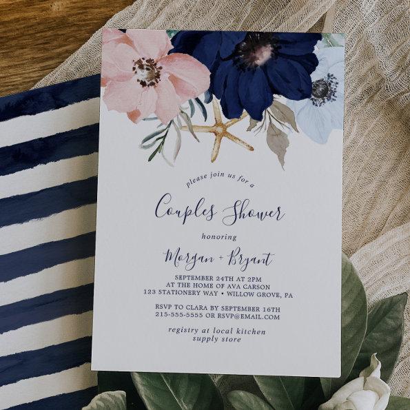Modern Nautical | Floral Couples Shower Invitations