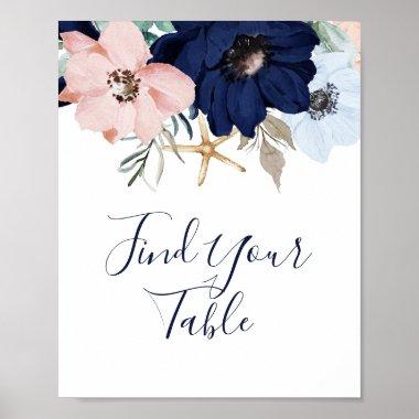 Modern Nautical | Floral Find Your Table Sign
