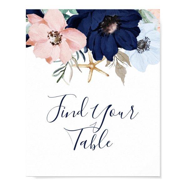 Modern Nautical | Floral Find Your Table Sign