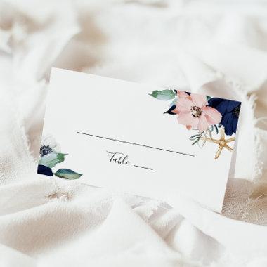 Modern Nautical | Floral Folded Wedding Place Invitations