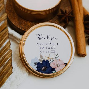 Modern Nautical | Floral Wedding Favor Sticker