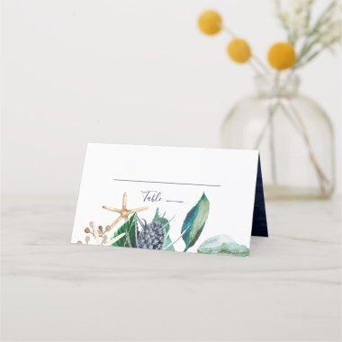 Modern Nautical | Greenery Folded Wedding Place Invitations