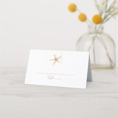 Modern Nautical | Starfish Brown Wedding Place Invitations