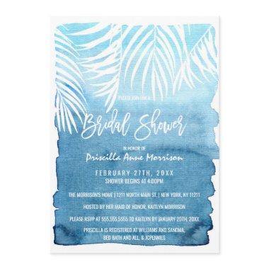 Modern Navy Blue Gold Brushstrokes Bridal Shower Invitations