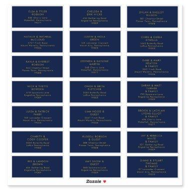 Modern Navy Blue | Gold Wedding Guest Address Sticker