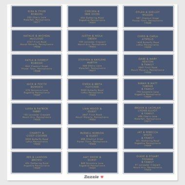 Modern Navy Blue | Gold Wedding Guest Address Sticker