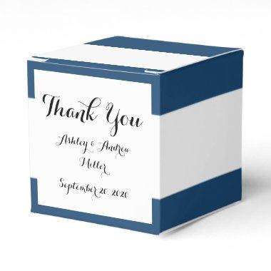 Modern Navy Blue White Stripes Pattern Favor Boxes