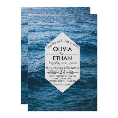 modern navy nautical Invitations