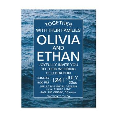Modern navy nautical Wedding invitation Post