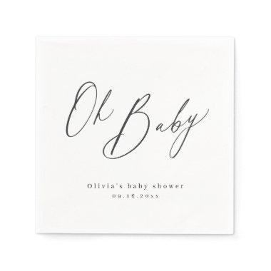 Modern oh baby script minimalist baby show napkins