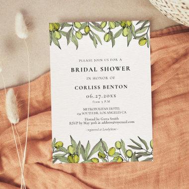 Modern Olive branch Bridal shower Invitations