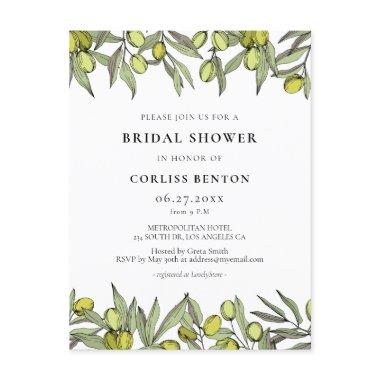 Modern Olive branch Bridal shower invitation PostInvitations