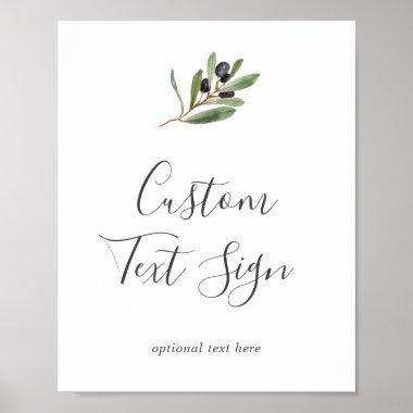 Modern Olive Branch Invitations & Gifts Custom Text Sign