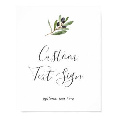 Modern Olive Branch Invitations & Gifts Custom Text Sign