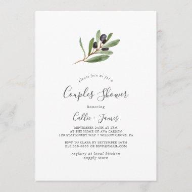 Modern Olive Branch Couples Shower Invitations