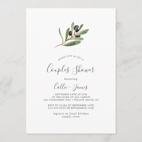 Modern Olive Branch Couples Shower Invitations