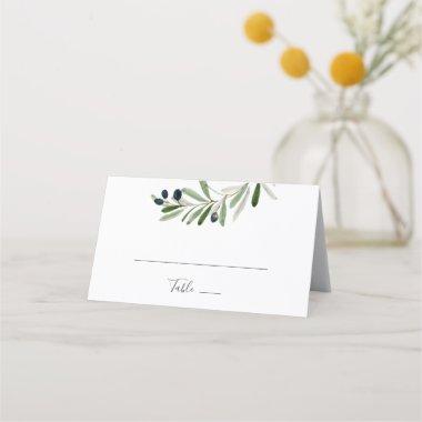 Modern Olive Branch Folded Wedding Place Invitations