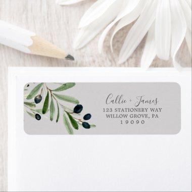 Modern Olive Branch | Gray Return Address Label