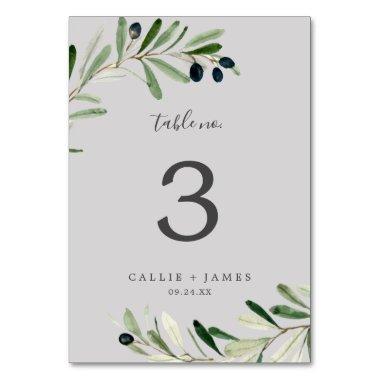 Modern Olive Branch | Gray Table Number