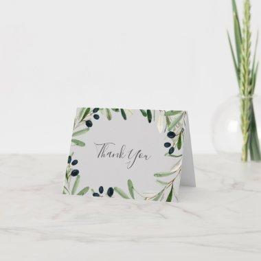 Modern Olive Branch | Gray Thank You Invitations