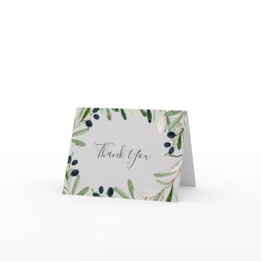 Modern Olive Branch | Gray Thank You Invitations