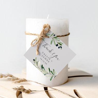 Modern Olive Branch | Gray Thank You Favor Tags