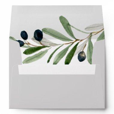 Modern Olive Branch | Gray Wedding Invitations Envelope