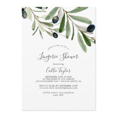 Modern Olive Branch Lingerie Shower Invitations