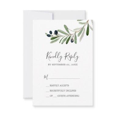 Modern Olive Branch Simple RSVP Card