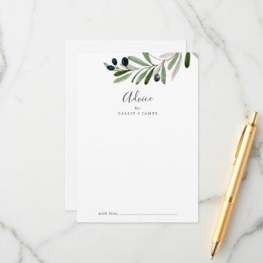 Modern Olive Branch Wedding Advice Card