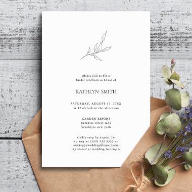 Modern Olive Leaf Branch Simple Bridal Luncheon Invitations