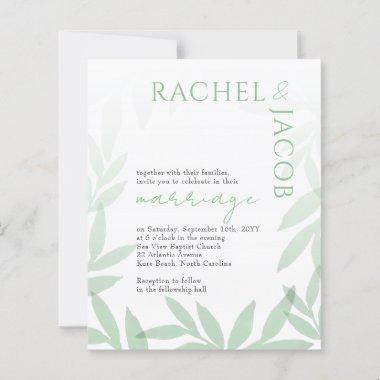 Modern Ombre Greenery Wedding Invitations