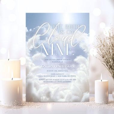 Modern On Cloud Nine 9 Pampas Bridal Shower Invitations