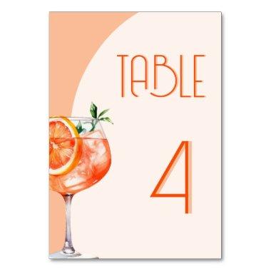 Modern Orange Aperol Spritz  Table Number