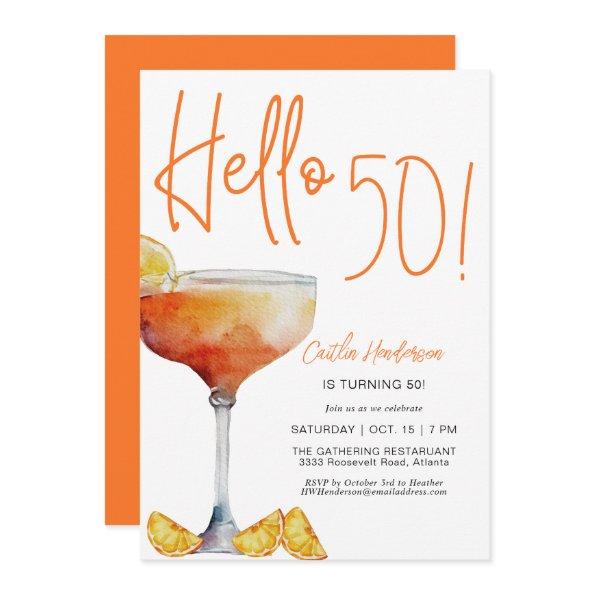 Modern Orange Hello 50th Birthday