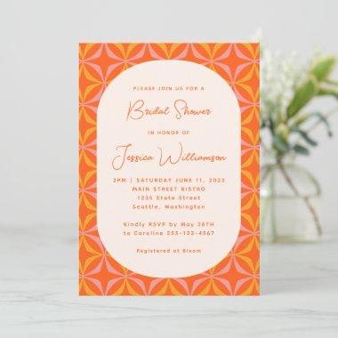 Modern Orange Retro Calligraphy Bridal Shower Invitations
