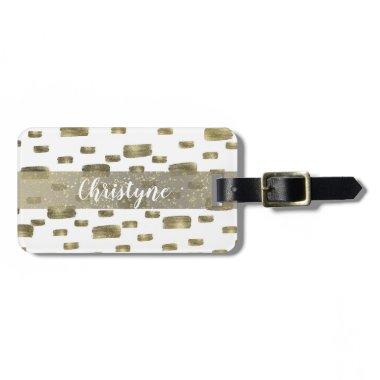 Modern Paint Brush Gold Copper Bronze Sparkle Luggage Tag
