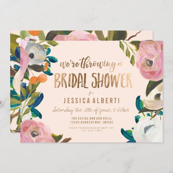 Modern Painted Floral Bridal Shower Invitations