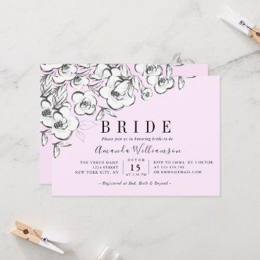 Modern , Pale Pink White Floral Bridal Shower Invitations