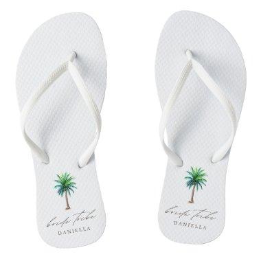 Modern Palm Tree Bride Tribe Bachelorette Flip Flops