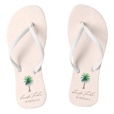 Modern Palm Tree Bride Tribe Blush Bachelorette Flip Flops